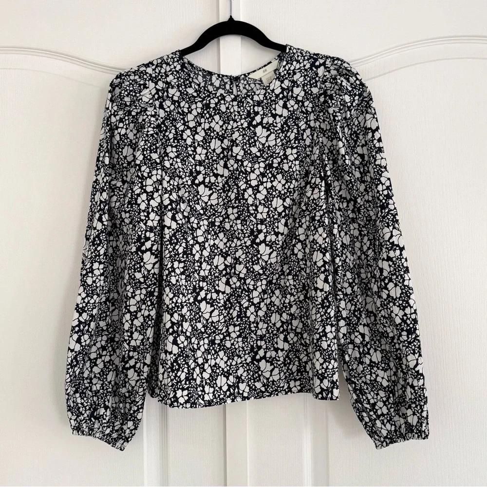 NEW H&M Floral Patterned Cotton Blouse - Picture 3 of 8